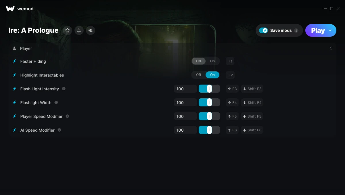 Ire: A Prologue "Трейнер +6 от WeMod: Фонарик, скорость и пр"