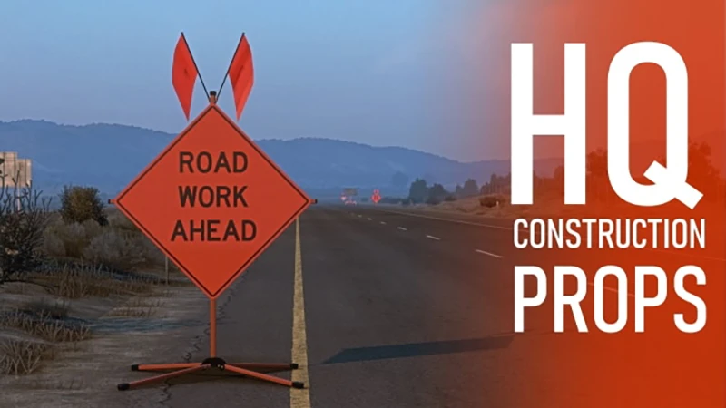 American Truck Simulator "Качественные дорожно-строительные ограждения и знаки" [1.45]