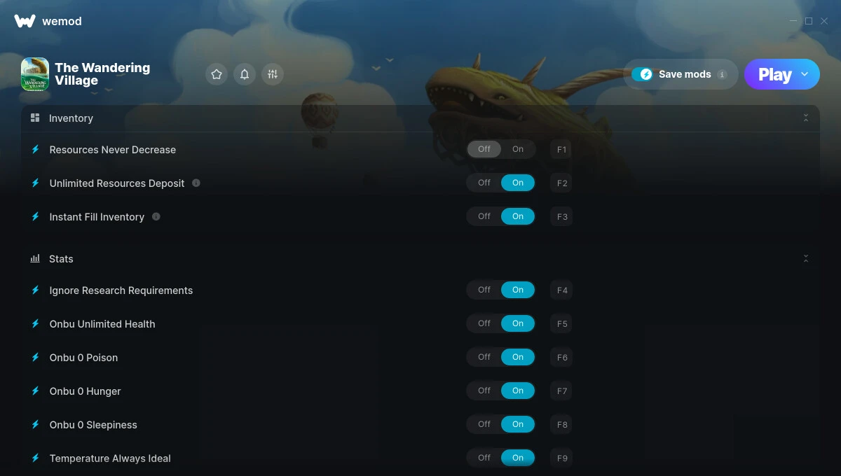 The Wandering Village "Трейнер +24 от WeMod: Ресурсы, без урона, таймер и пр"