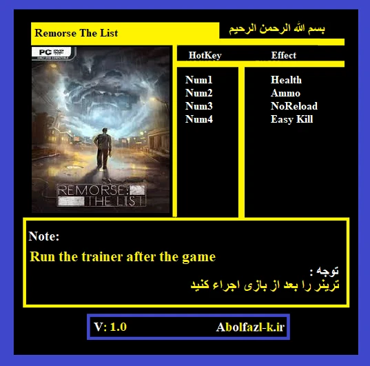 Remorse: The List: Трейнер/Trainer (+4) [1.0] {Abolfazl.k}