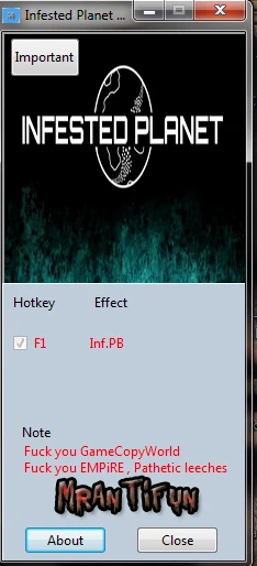 Infested Planet: Трейнер/Trainer (+1: Battle Points / Очки Боя) [1.0] {MrAntiFun}