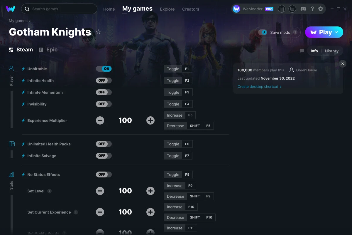 Gotham Knights "Трейнер +15" [UPD: 30.11.2022] {GreenHouse / WeMod}