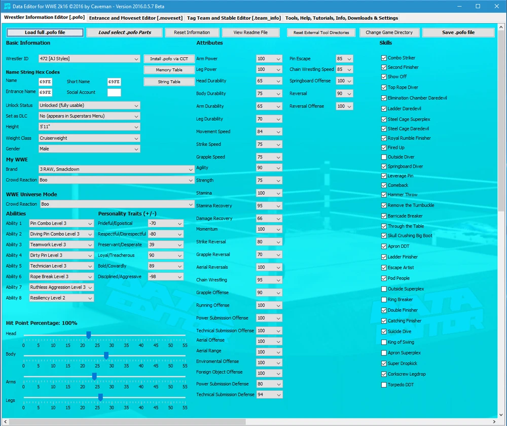 WWE 2K16 "DATA EDITOR 2k16"