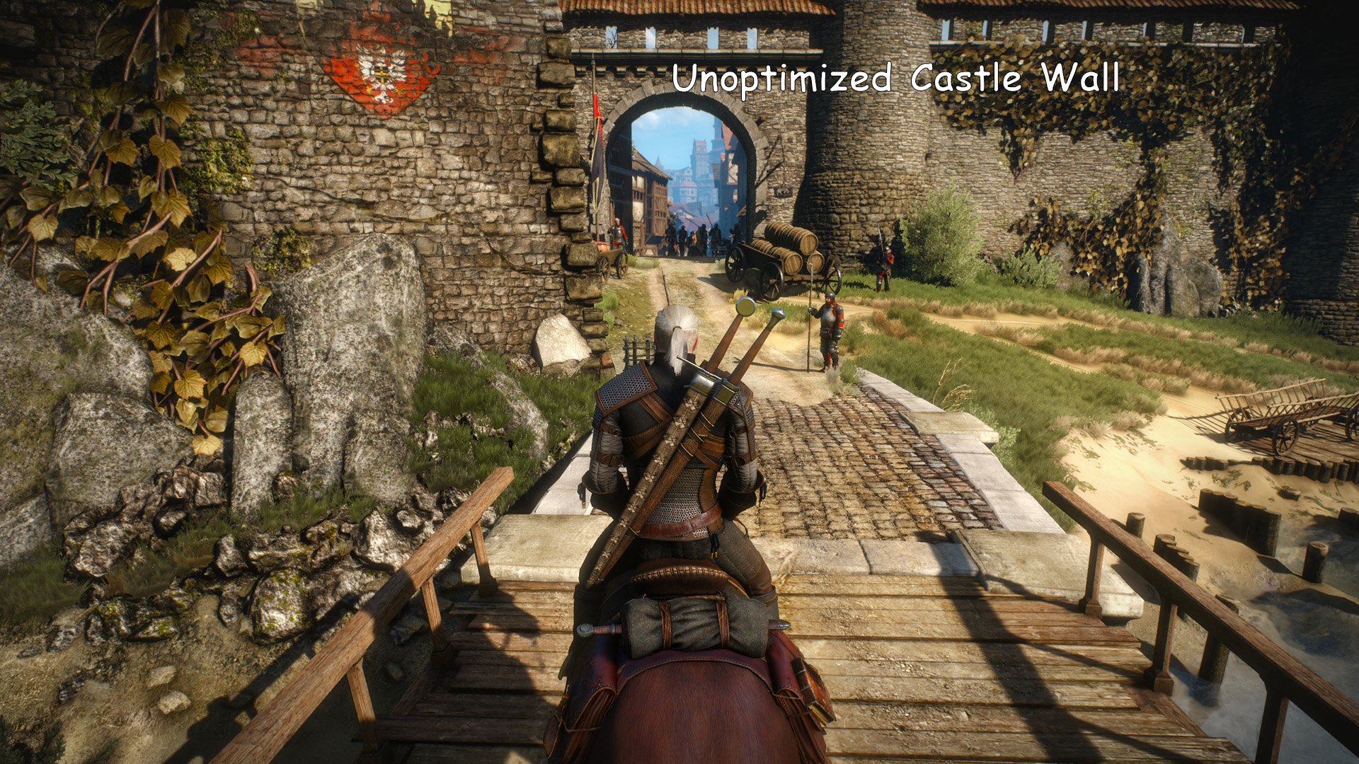 Witcher 3: Wild Hunt "Unoptimized Novigrad Castle Wall - Городская стена до даунгрэйда."