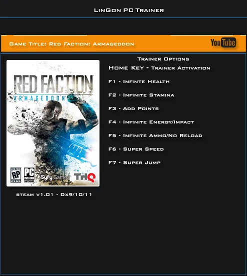 Red Faction ~ Armageddon: Трейнер/Trainer (+7) [1.01: DX9/10/11] {LinGon}