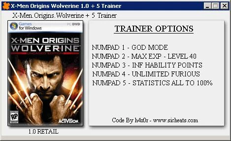 X-men Origins: Wolverine: Трейнер (+5) [1.0]