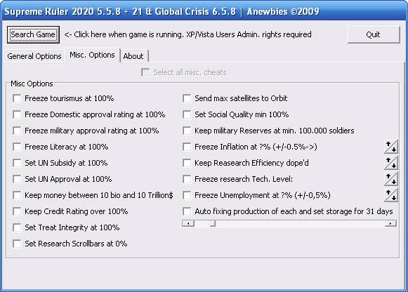 Supreme Ruler 2020: Трейнер (+21) [5.5.8]