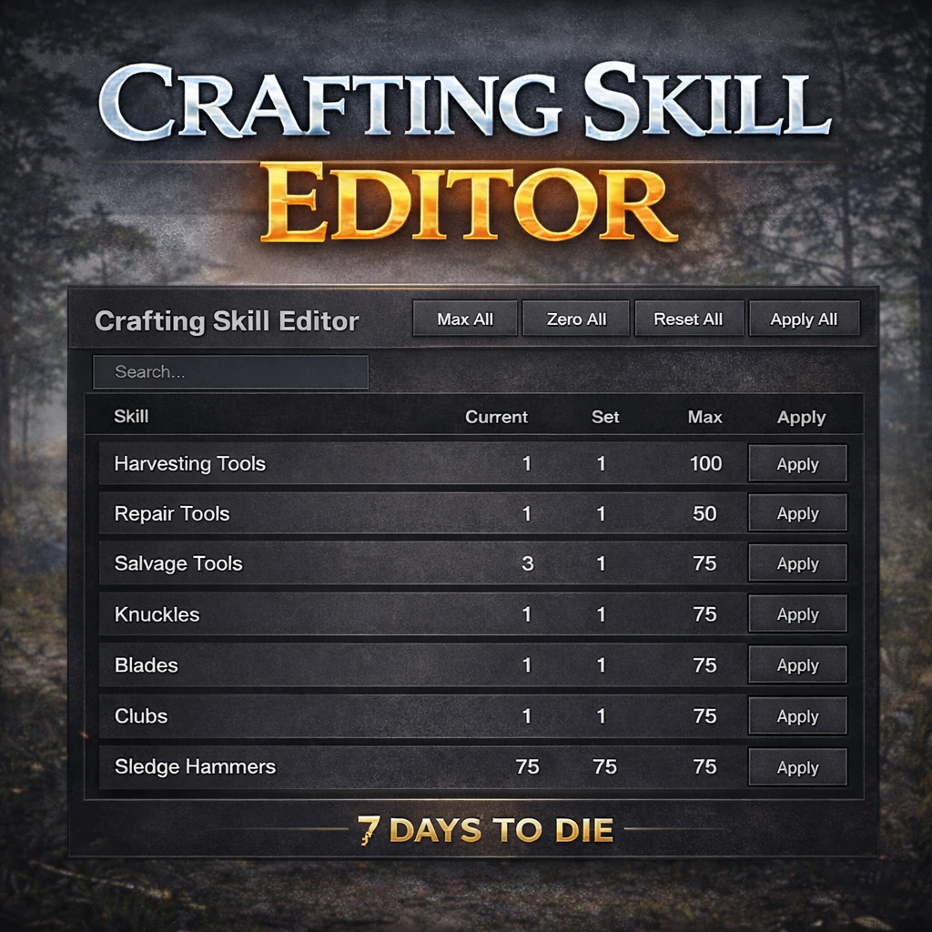 7 Days To Die "Редактор навыков крафта" [1.0] {huntardy}