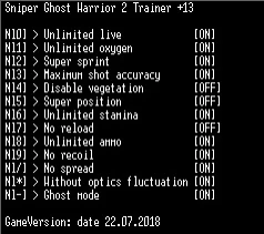Sniper Ghost Warrior 2: Трейнер/Trainer (+10) [Steam] {LIRW / GHL} - Updated: 23.07.2018