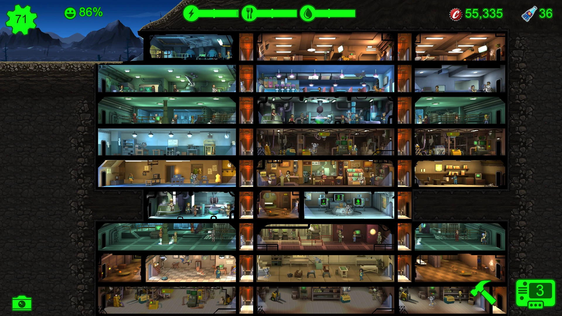 Fallout Shelter "Сохранение - Отличный старт, много ресурсов"