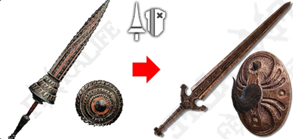 Monster Hunter Wilds "Двуручный меч Ордовиса и Рогатый щит Горнила из Elden Ring (копье)"