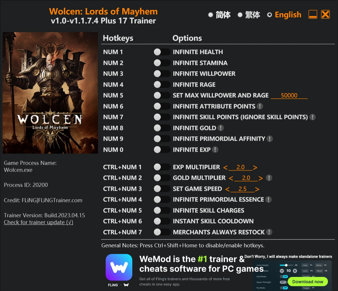 Wolcen: Lords of Mayhem "Трейнер +17" [1.0 - 1.1.7.4] {FLiNG}