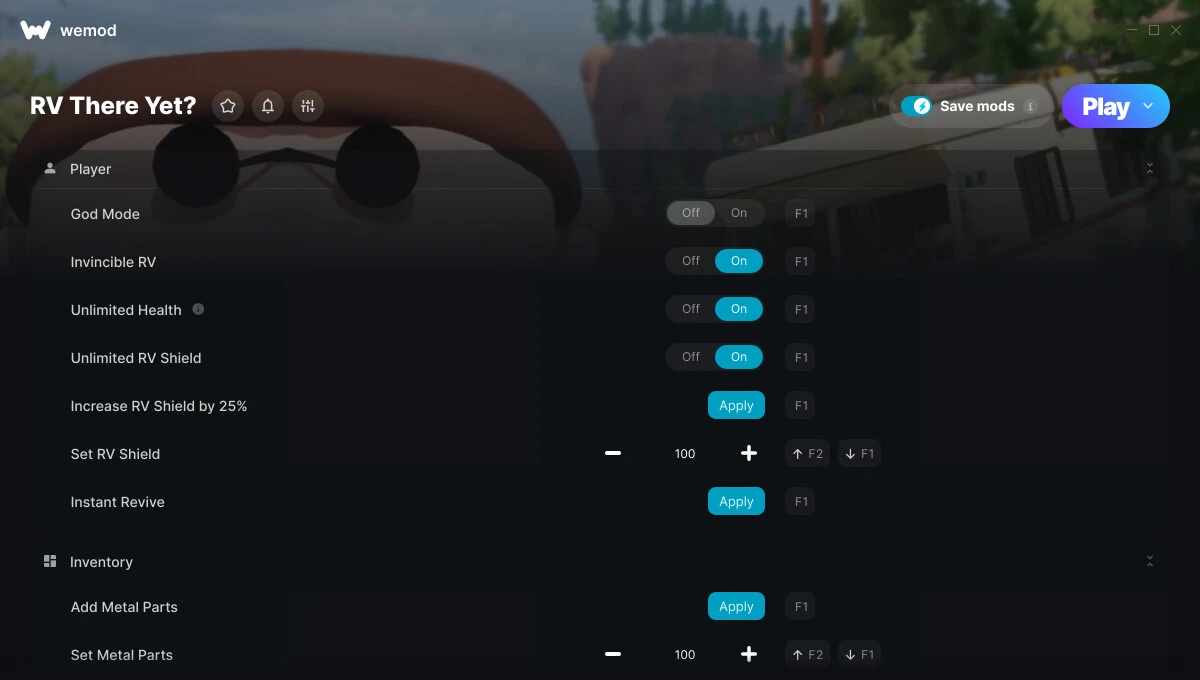 RV There Yet "Трейнер +35 от WeMod: Редактор игрока, инвентаря и скорости, режим полёта, телепорт, убить всех врагов"