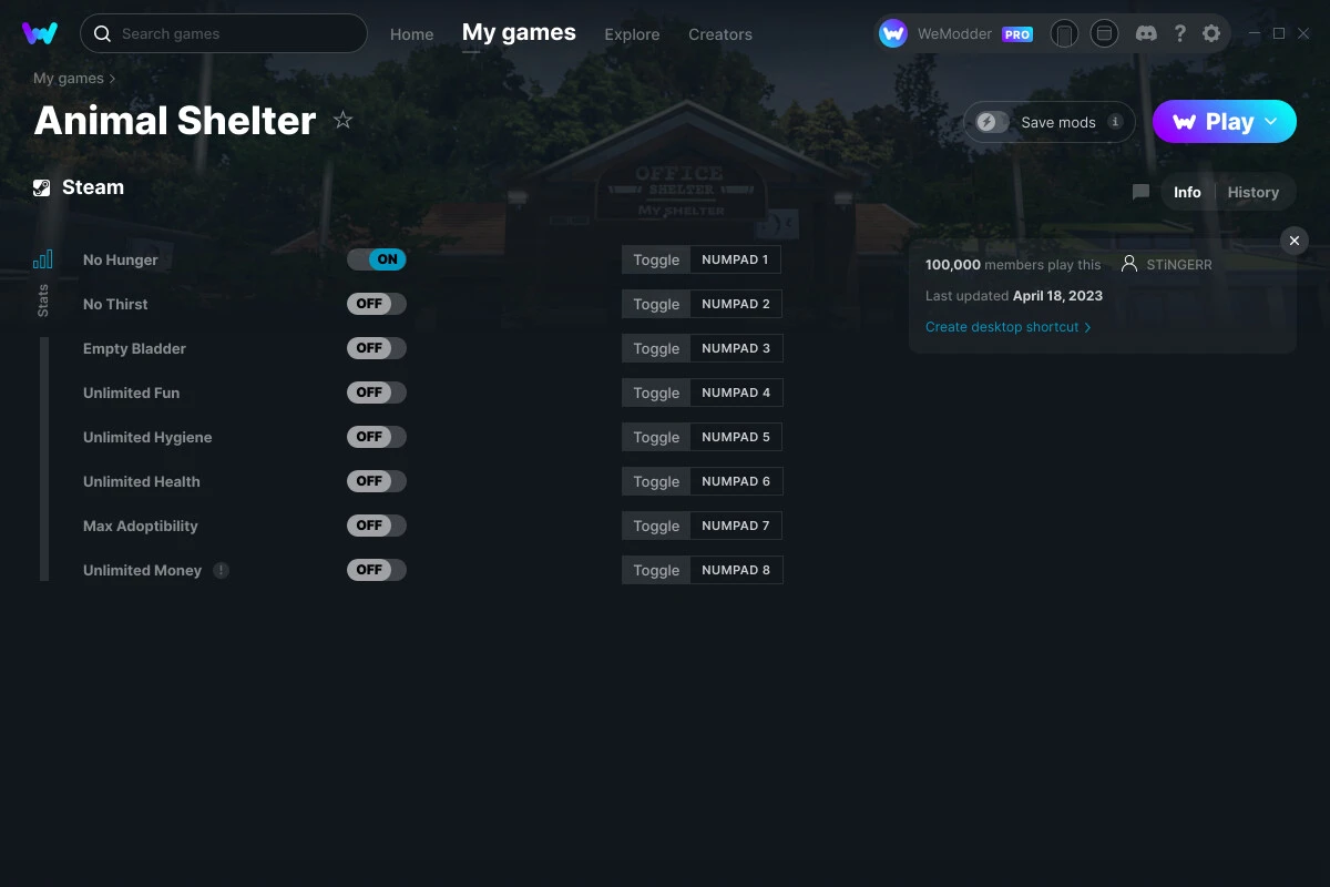 Animal Shelter "Трейнер +8" [UPD: 19.04.2023] {STiNGERR / WeMod}