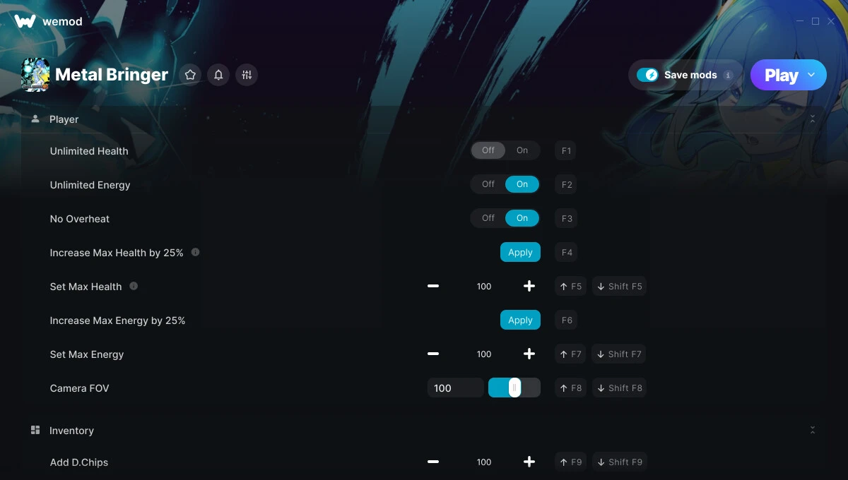 Metal Bringer "Трейнер +18 от WeMod : Здоровье, энергия, перегрев и пр"