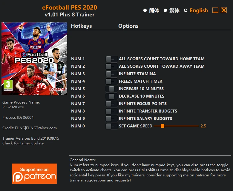 eFootball.PES.2020: Трейнер/Trainer (+8) [1.01] {FLiNG}