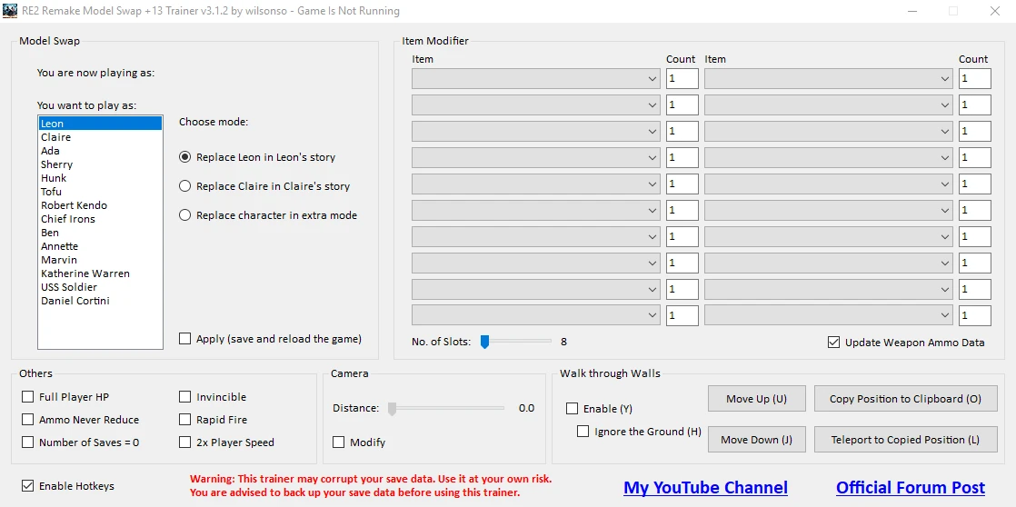 Resident Evil 2: Remake: Трейнер/Trainer (+13) [3.1.2: Model Swap] {wilsonso}