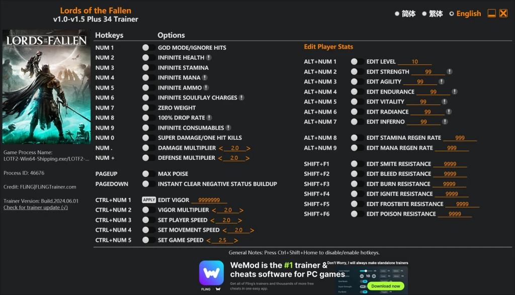 Lords of the Fallen (2023) "Трейнер +34" [1.0 - 1.5.34] {FLiNG}