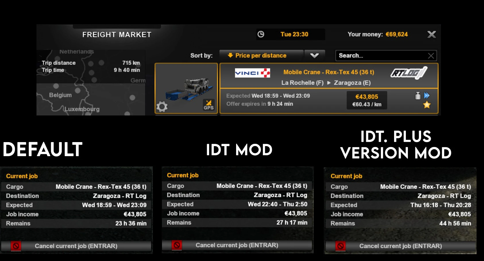 Euro Truck Simulator 2 "Увеличенное время доставки грузов" [1.56]