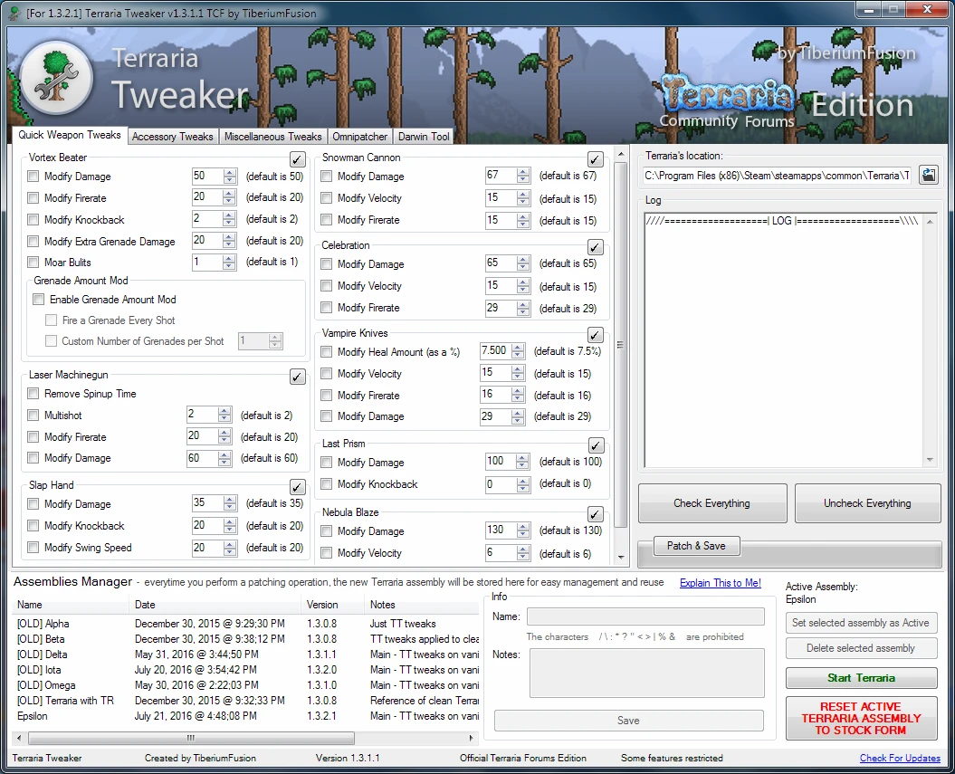 Terraria: Terraria Tweaker [1.3.3.2]