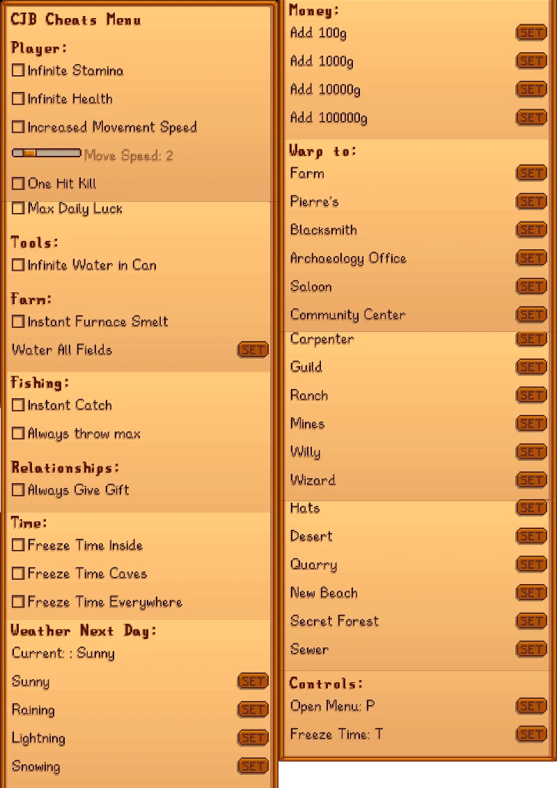 Stardew Valley: Чит-Мод/Cheat-Mode (SMAPI 0.37.2A + CJB Cheats Menu 1.5.2-4-1-5-2)