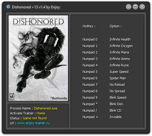 Dishonored: Трейнер/Trainer (+13) [1.4] {Enjoy}