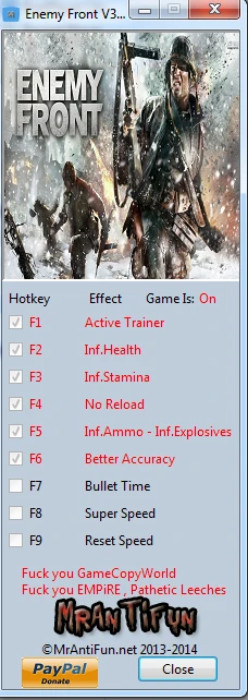 Enemy Front: Трейнер/Trainer (+8) [3.4.4.6290] {MrAntiFun}