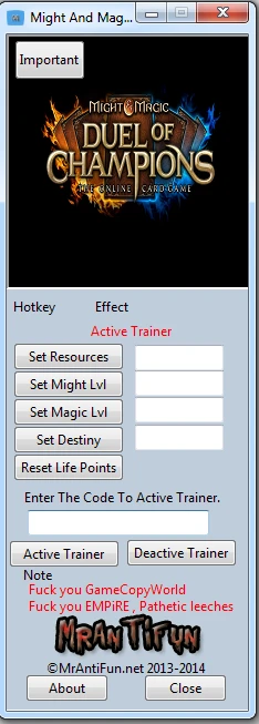 Might and Magic ~ Duel of Champions: Трейнер/Trainer (+5) [1.0.0.1] {MrAntiFun}