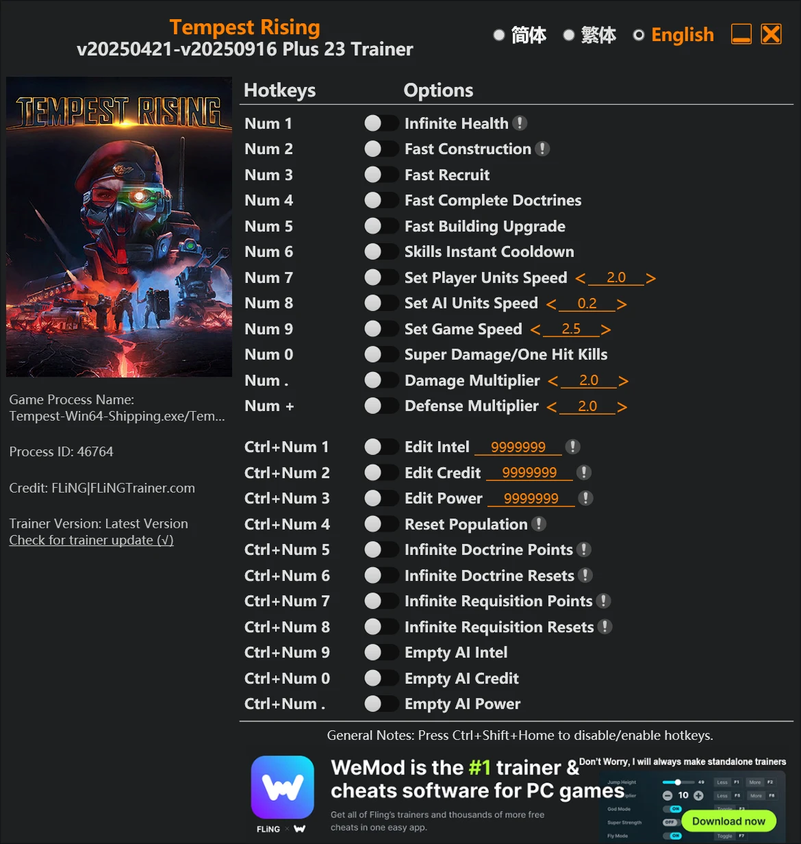 Tempest Rising "Трейнер +23 от FLiNG: Здоровье, навыки, урон и пр" [UPD: 21.04.2025 - UPD: 16.09.2025]