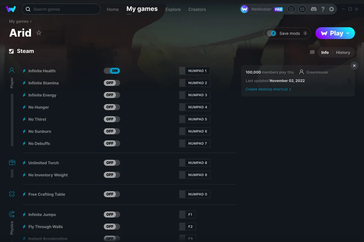 Arid "Трейнер +16" [UPD: 02.11.2022] {GreenHouse / WeMod}
