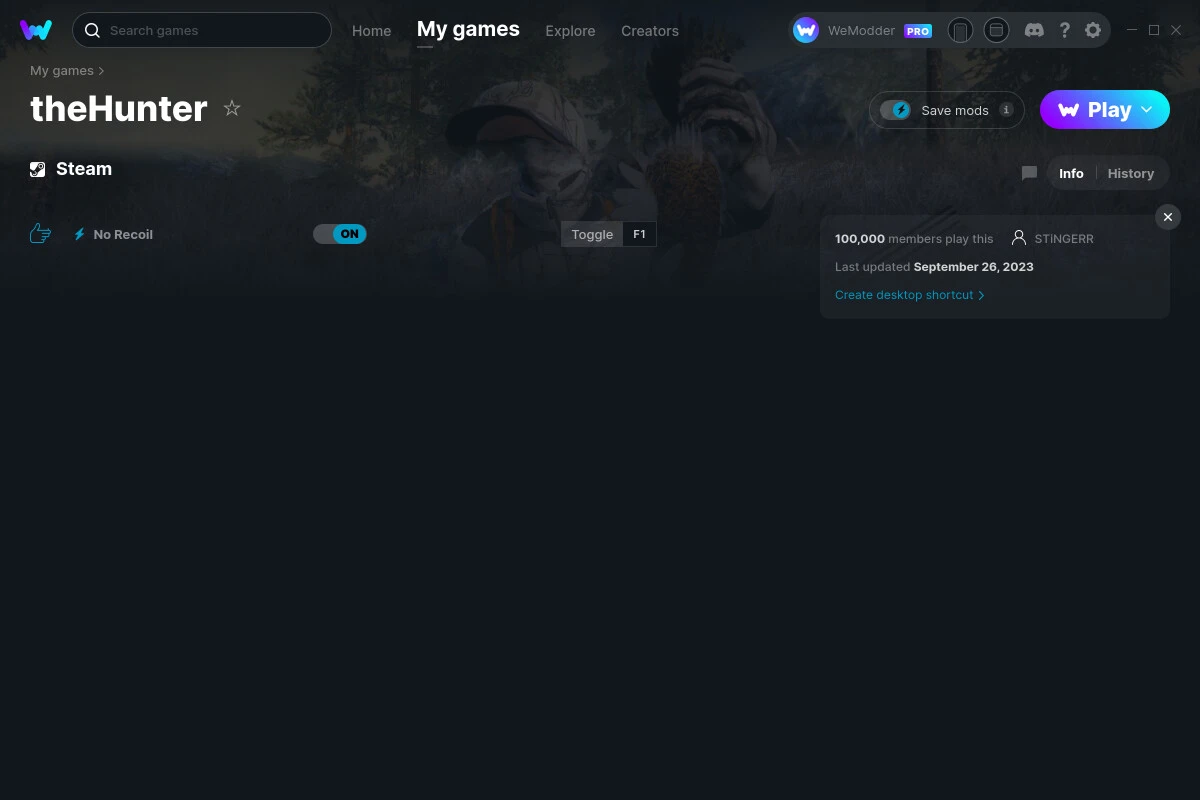 theHunter (2009) "Трейнер +1" [UPD: 26.09.2023] {STiNGERR / WeMod}