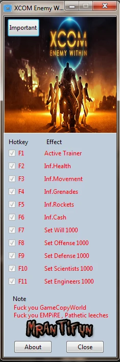 XCOM ~ Enemy Within: Трейнер/Trainer (+10) [1.0] {MrAntiFun}