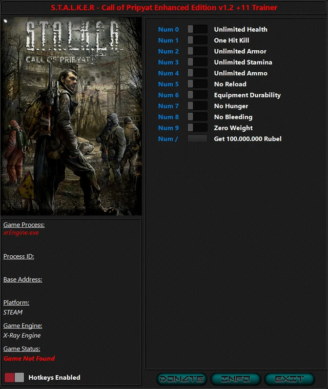 S.T.A.L.K.E.R - Call of Pripyat Enhanced Edition "Трейнер +11 от iNvIcTUs oRCuS: Здоровье, патроны, вес, деньги" [1.3.1]