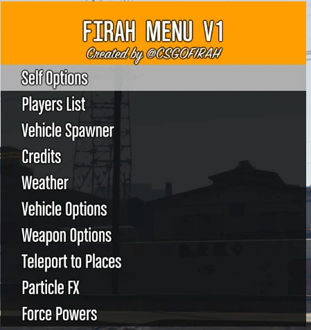 Grand Theft Auto 5 "Firah Menu 1.34"