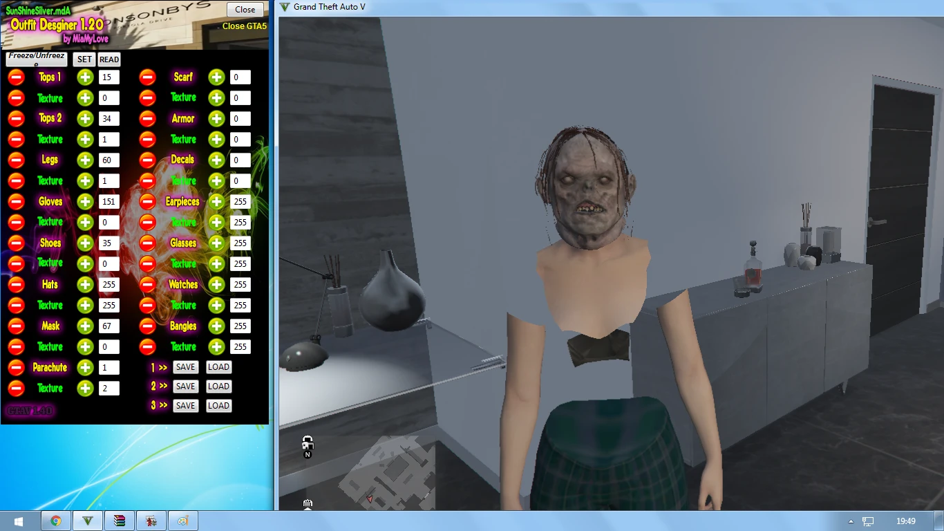 Grand Theft Auto 5 (GTA V): Чит-Мод/Cheat-Mode (Взлом чит на одежду - SunShineSilver OTD) [1.41]