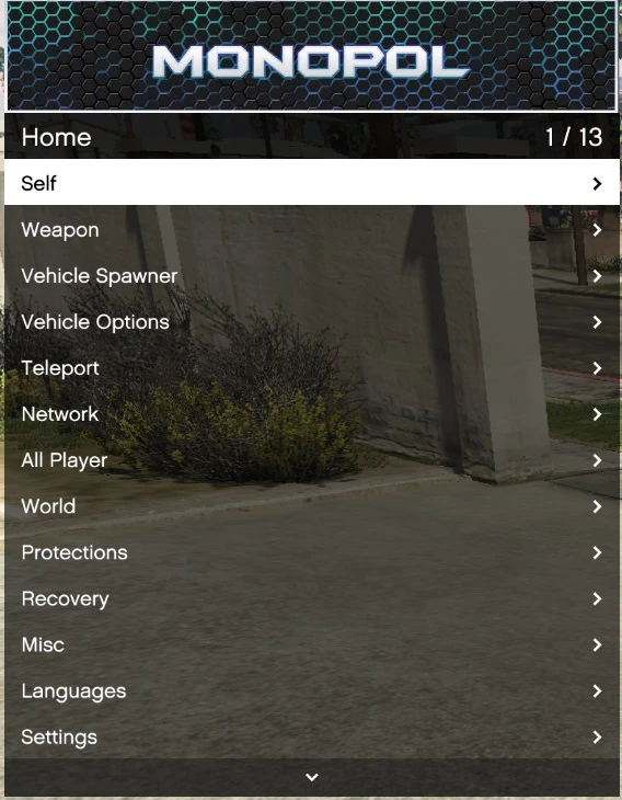Grand Theft Auto 5: Чит-Мод/Cheat-Mode (Monopol Menu 3.1)