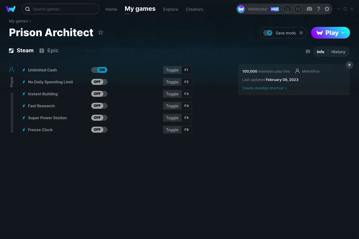 Prison Architect"Трейнер +6" [UPD: 08.02.2023] {MrAntiFun / WeMod}