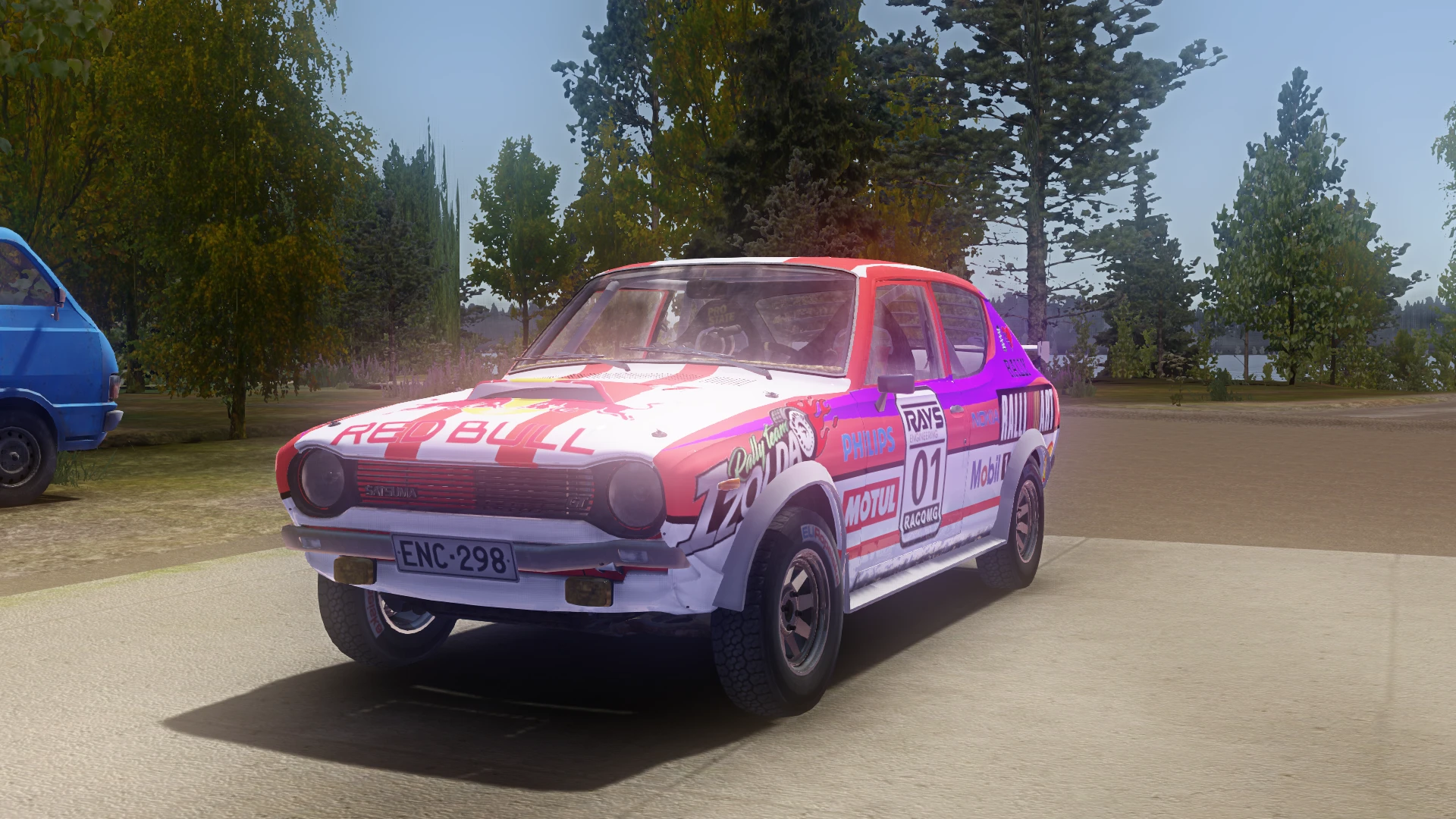 My Summer Car "Красно-белый раллийный окрас с спонсорами на автомобиль Satsuma"
