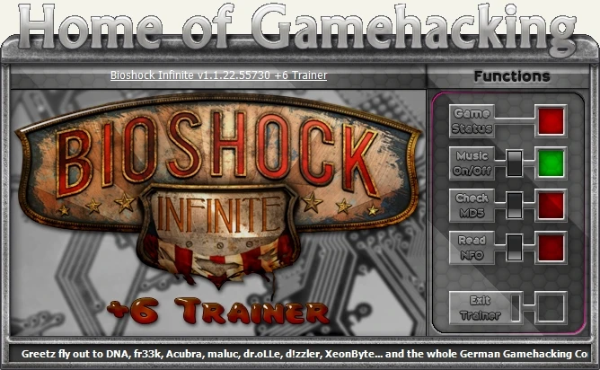 BioShock Infinite: Трейнер/Trainer (+6) [1.1.25.5165] {iNvIcTUs oRCuS / HoG}