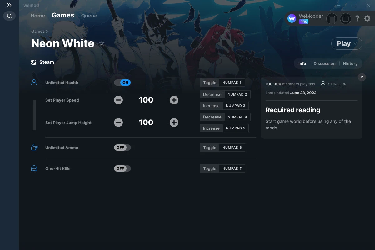 Neon White "Трейнер +5" [UPD: 29.06.2022] {STiNGERR / WeMod}