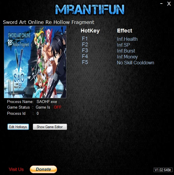 Sword Art Online: Hollow Fragment: Трейнер/Trainer (+5) [1.02 64Bit] {MrAntiFun}