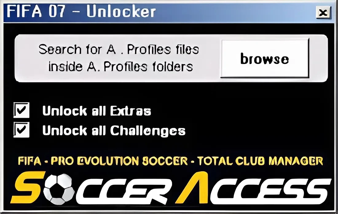 FIFA 07 "Разблокировщик испытаний и экстра материалов"