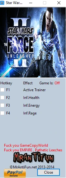 Star Wars: The Force Unleashed 2: Трейнер (+3) [1.1] {MrAntifun}