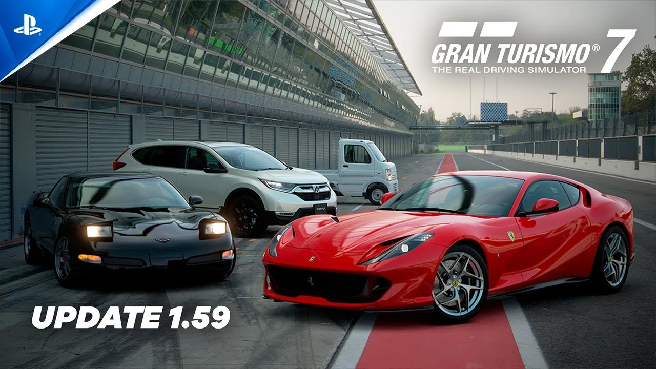 Polyphony Digital представила тизер обновления 1.59 для Gran Turismo 7, добавляющее четыре новых автомобиля