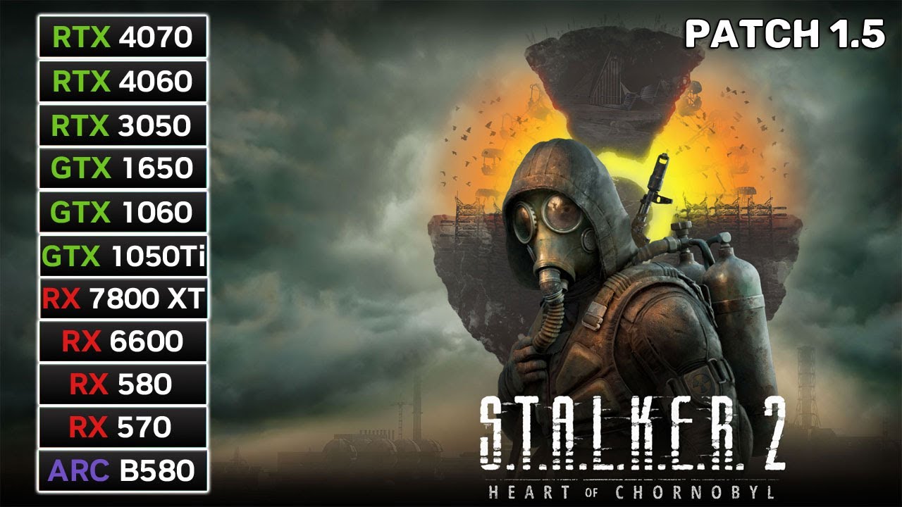S.T.A.L.K.E.R. 2 после патча 1.5 на RX 580, GTX 1650, RTX 4060 и еще 8 видеокартах