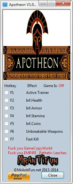 Apotheon: Трейнер/Trainer (+6) [1.0] {MrAntiFun}