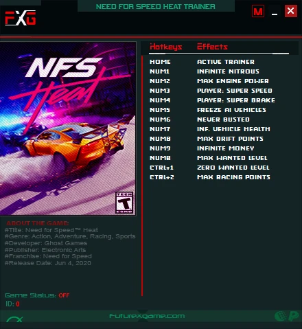 Need for Speed: Heat: Трейнер/Trainer (+12) [1.0.59.46514] {FutureX}