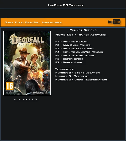 Deadfall Adventures: Трейнер/Trainer (+9) [1.2.0] {LinGon}