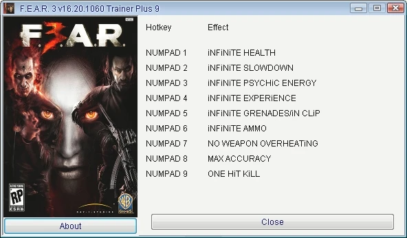 F.E.A.R 3: Трейнер/Trainer (+9) [16.20.1060] {GRIZZLY/PlayGround.ru}