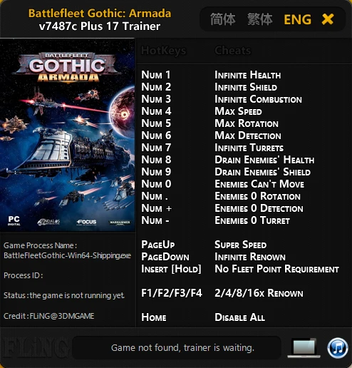 Battlefleet Gothic: Armada: Трейнер/Trainer (+17) [0.7487c: x64] {FLiNG}
